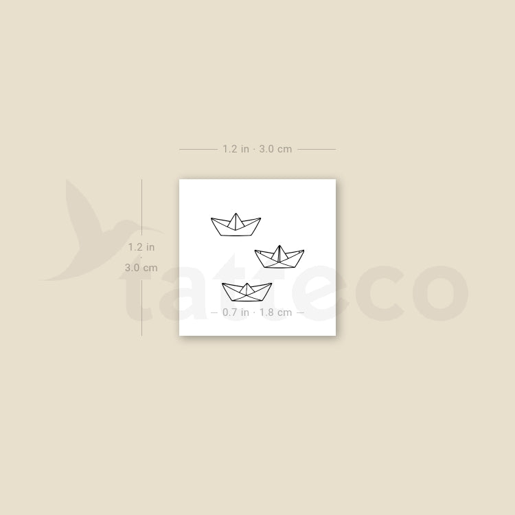 Three Little Paper Boats Temporary Tattoo - Set of 3