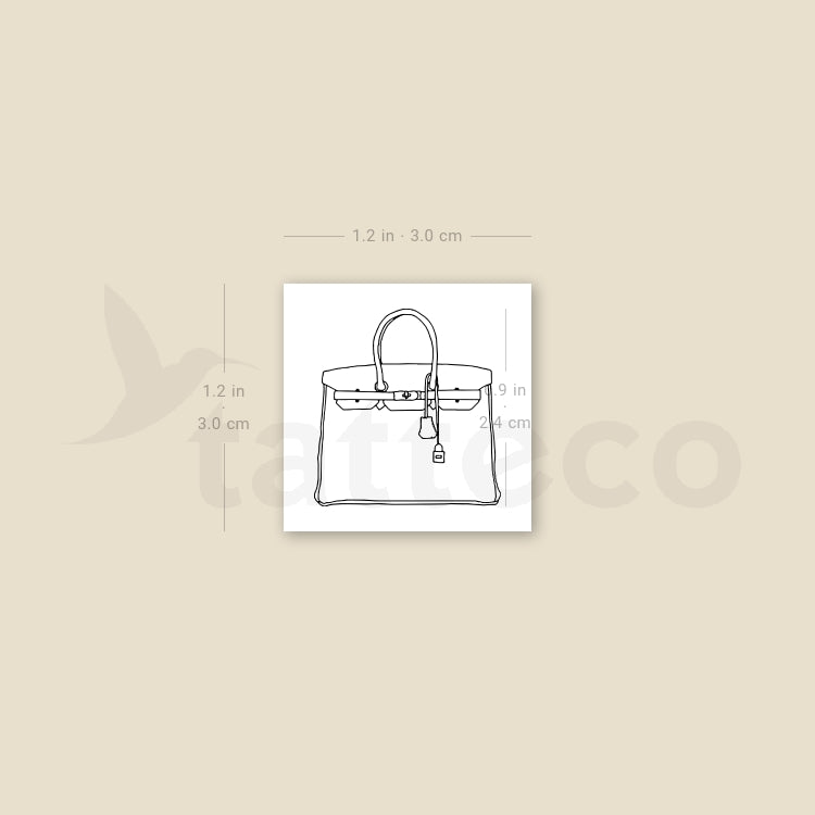 Birkin Tote Bag Temporary Tattoo - Set of 3