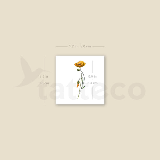 Small California Poppy By Lena Fedchenko Temporary Tattoo - Set of 3