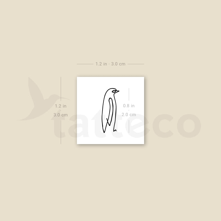 Single Line Penguin Temporary Tattoo - Set of 3