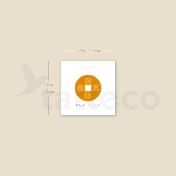 Feng Shui Coin Temporary Tattoo - Set of 3