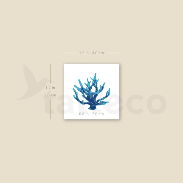 Blue Coral Temporary Tattoo - Set of 3