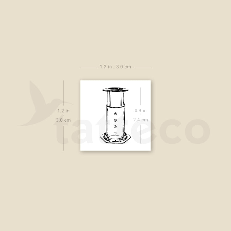 Tatuaje temporal de cafetera manual Aeropress (juego de 3)