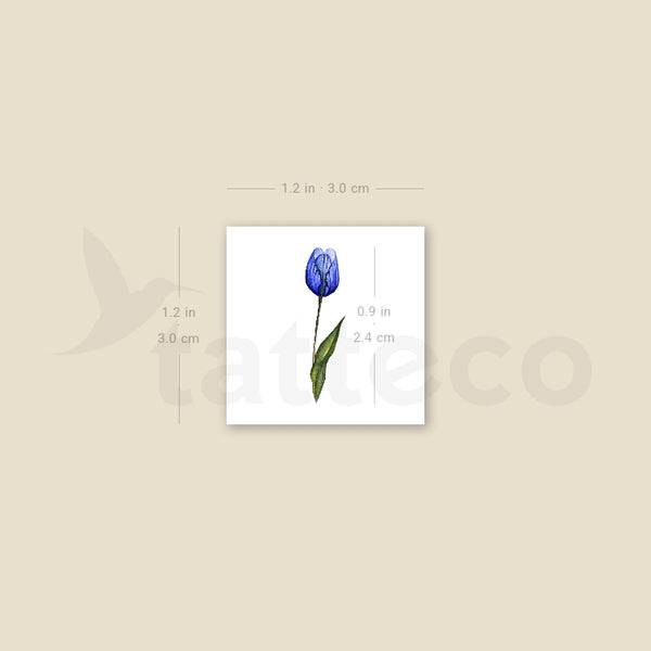 Small Blue Tulip By Lena Fedchenko Temporary Tattoo - Set of 3