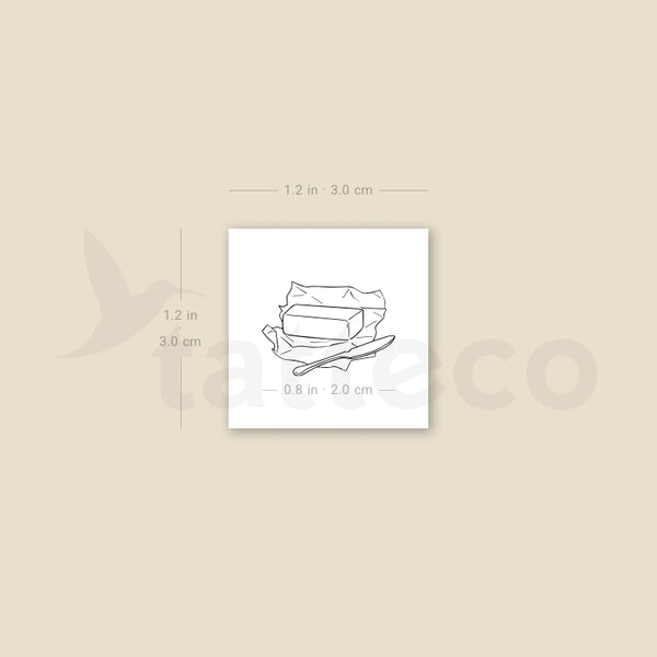 Butter Temporary Tattoo - Set of 3