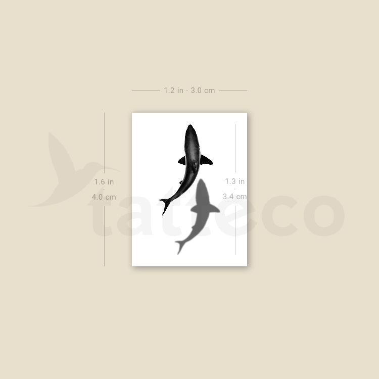 Small Shark And Shadow Temporary Tattoo - Set of 3