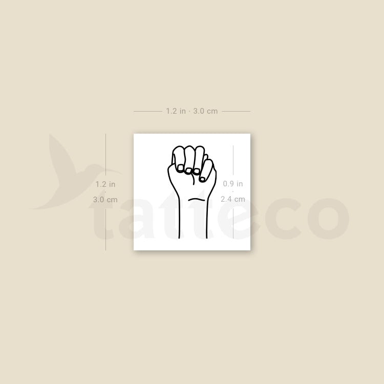 Sign Language M Temporary Tattoo - Set of 3
