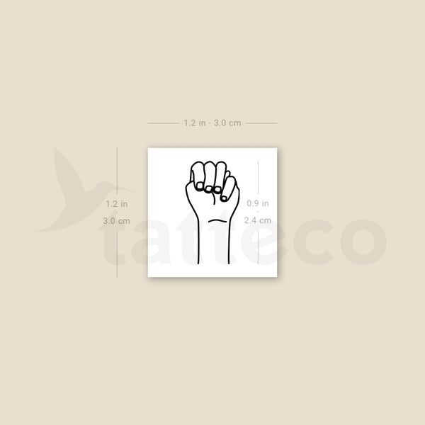 Sign Language M Temporary Tattoo - Set of 3