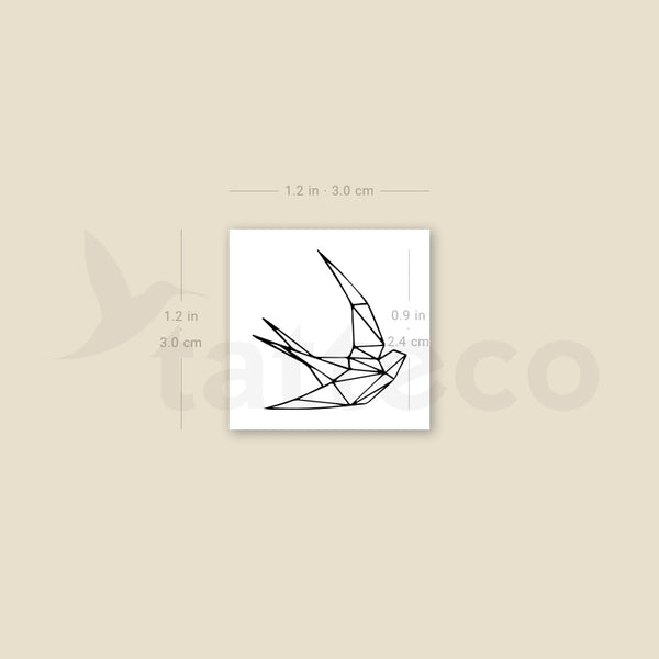 Low Poly Swallow Temporary Tattoo - Set of 3