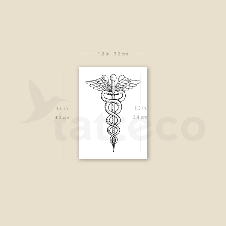 Caduceus Temporary Tattoo - Set of 3