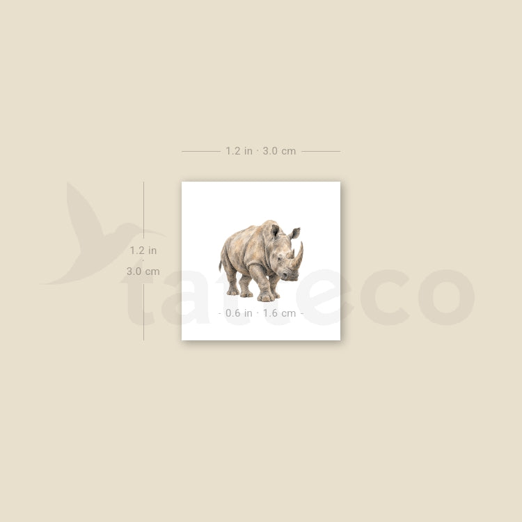 Watercolor Rhino Temporary Tattoo - Set of 3