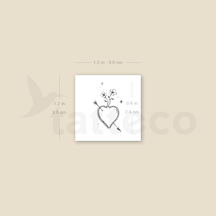 Little Heart And Arrow By Stefano Mazza Temporary Tattoo - Set of 3