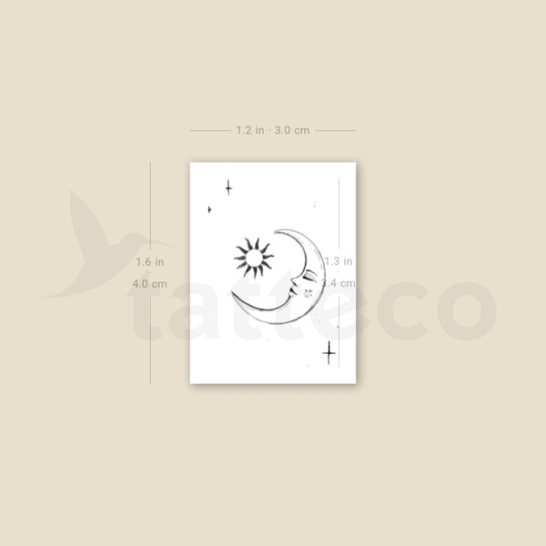 Crescent And Sun By Stefano Mazza Temporary Tattoo - Set of 3