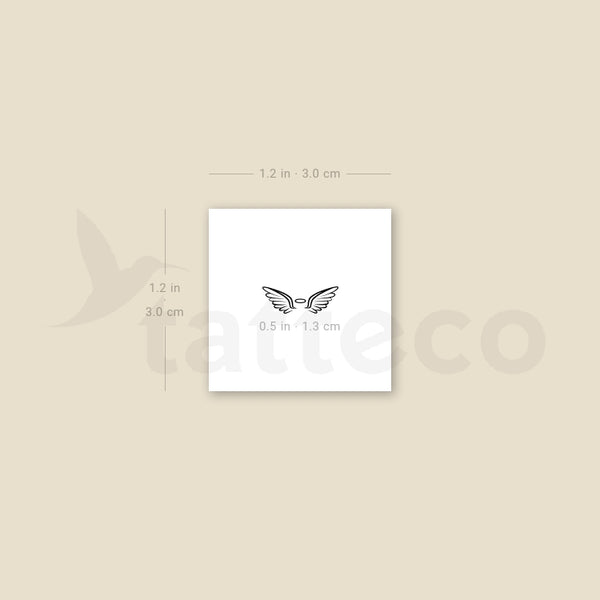 Tiny Angel Wings And Halo Temporary Tattoo - Set of 3