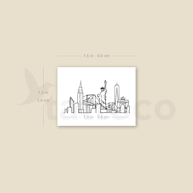 Small NYC Skyline Temporary Tattoo - Set of 3