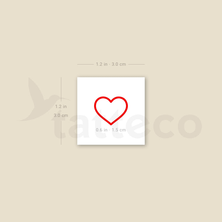 Red Heart Outline Temporary Tattoo - Set of 3