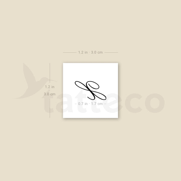 Letter X Script Temporary Tattoo - Set of 3