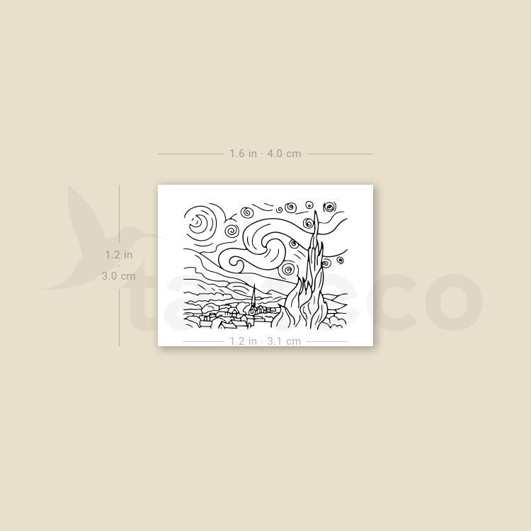 Tatuaje temporal de noche estrellada - Juego de 3