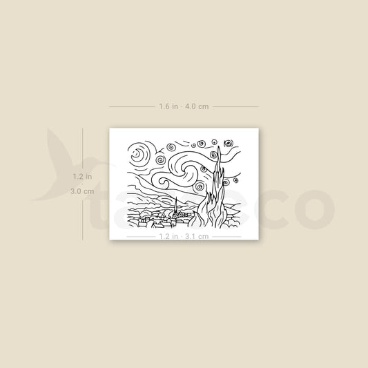 Tatuaje temporal de noche estrellada - Juego de 3