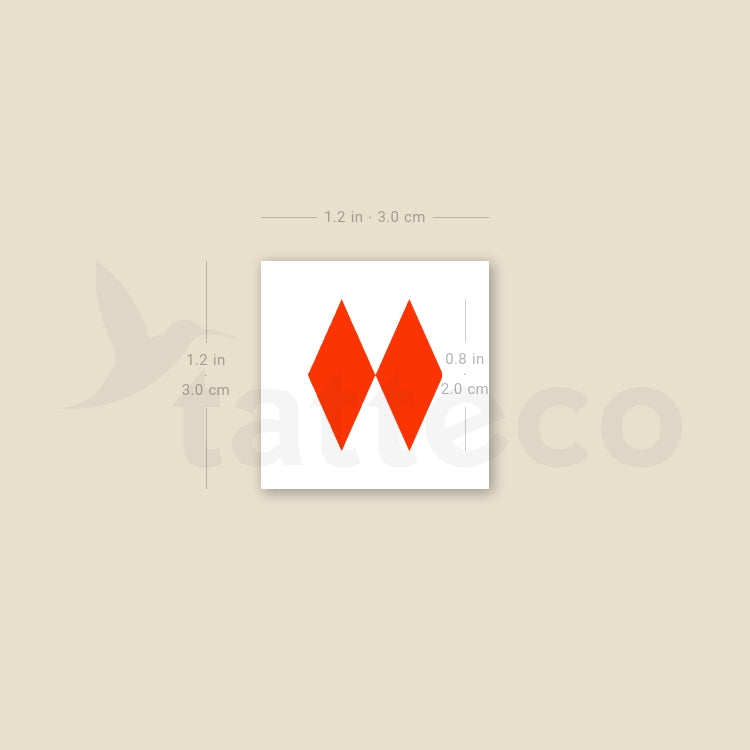 Two Red Rhombuses Temporary Tattoo - Set of 3