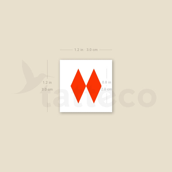 Two Red Rhombuses Temporary Tattoo - Set of 3