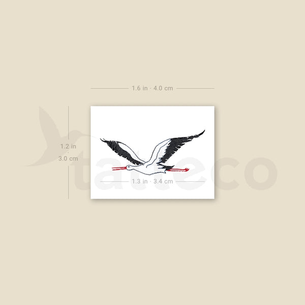 Flying Stork Temporary Tattoo - Set of 3