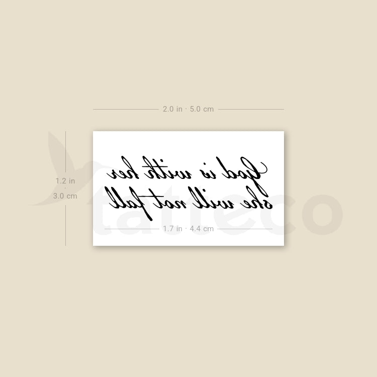 God Is With Her She Will Not Fall Temporary Tattoo - Set of 3