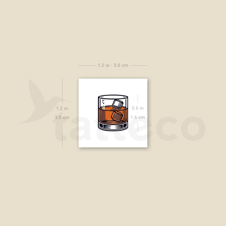 Tatuaje temporal de vaso pequeño de whisky (juego de 3)