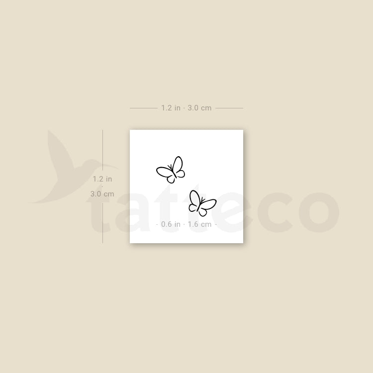 Tatuaje temporal minimalista de pareja de mariposas (juego de 3)