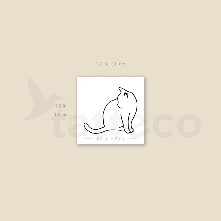 Tatuaje temporal de gato sentado - Juego de 3