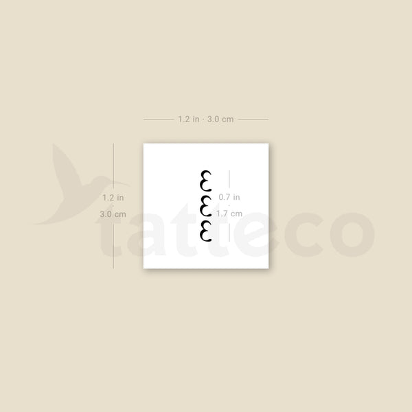Small 333 Vertical Temporary Tattoo - Set of 3