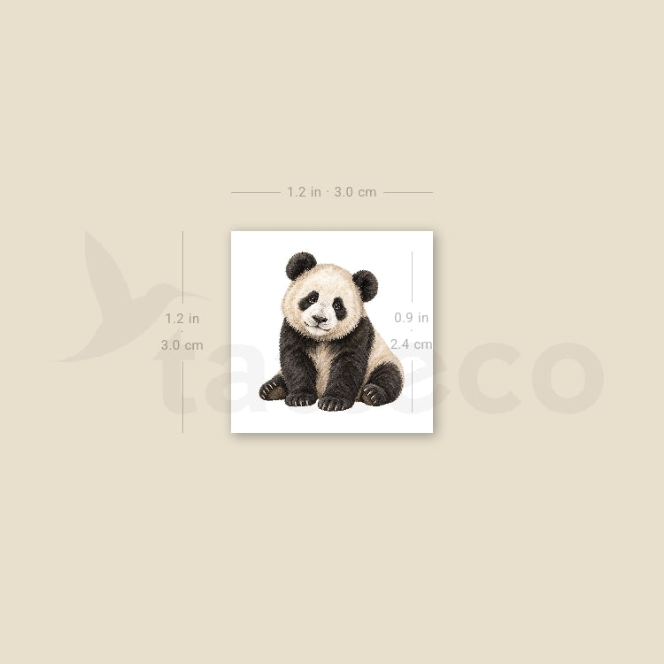 Panda Bear Cub Temporary Tattoo - Set of 3