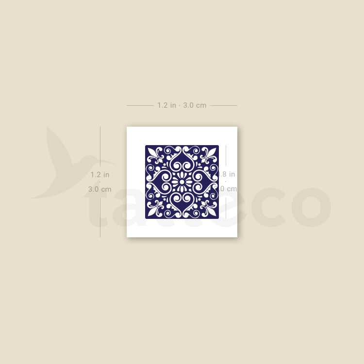 Little Portuguese Tile Temporary Tattoo - Set of 3