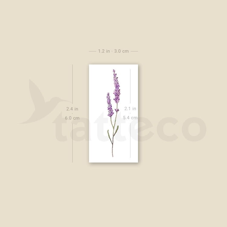 Watercolor Lavender Temporary Tattoo - Set of 3