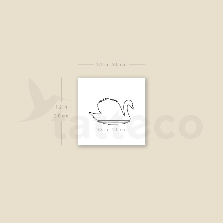 Swan Outline Temporary Tattoo - Set of 3