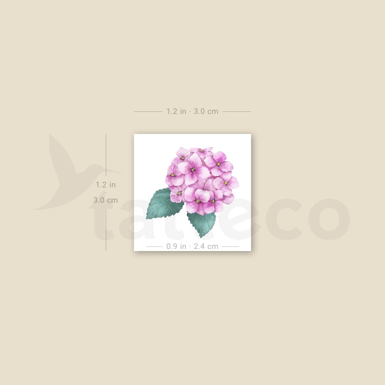 Pink Hydrangea Temporary Tattoo - Set of 3