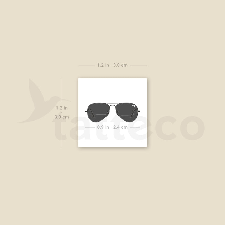Aviator Sunglasses Temporary Tattoo - Set of 3