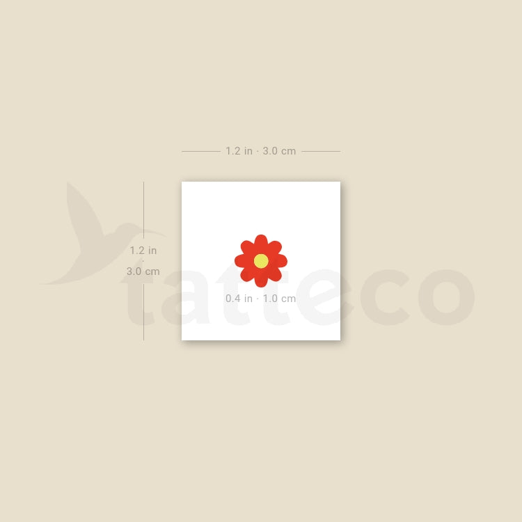 Red Flower Temporary Tattoo - Set of 3
