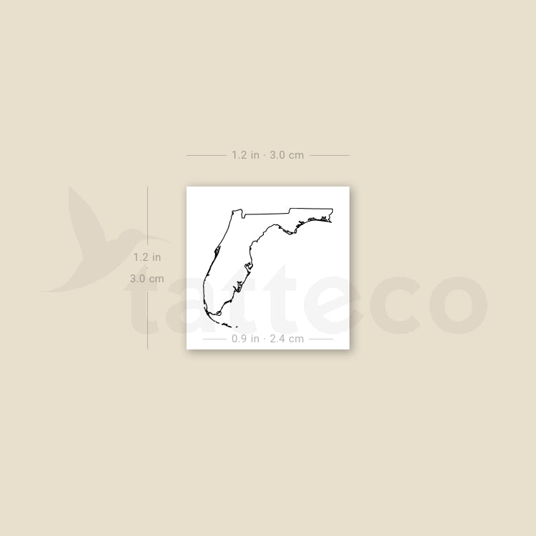 Florida Map Outline Temporary Tattoo - Set of 3