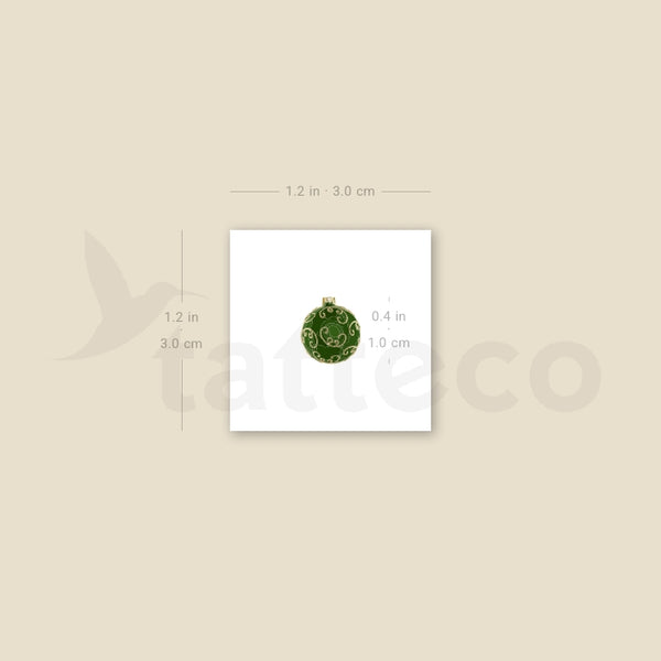 Green Christmas Bauble Temporary Tattoo - Set of 3