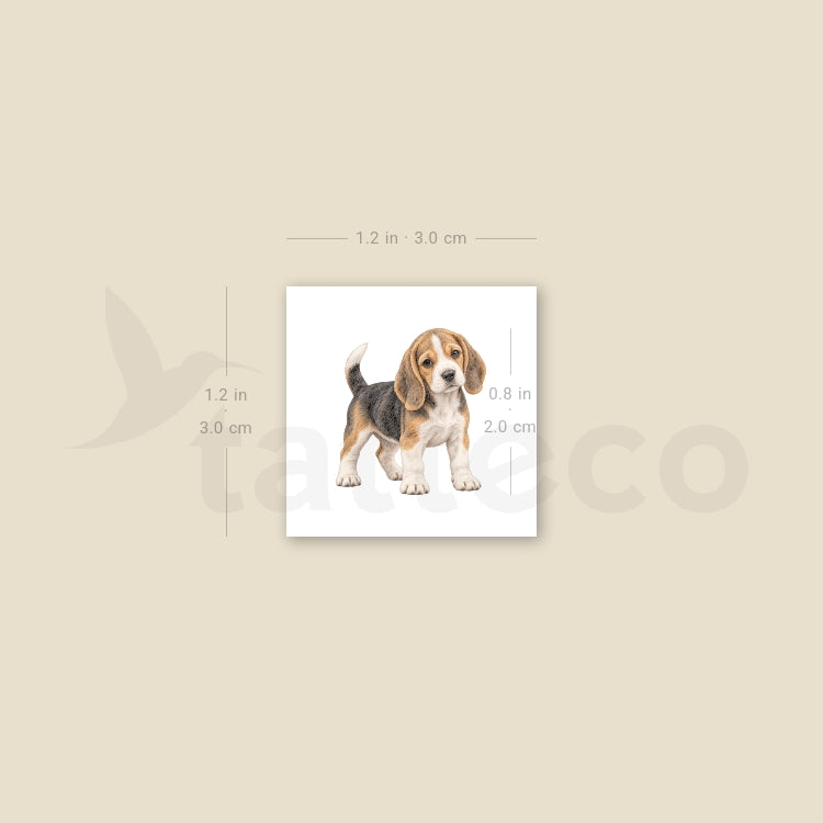 Beagle Puppy Temporary Tattoo - Set of 3