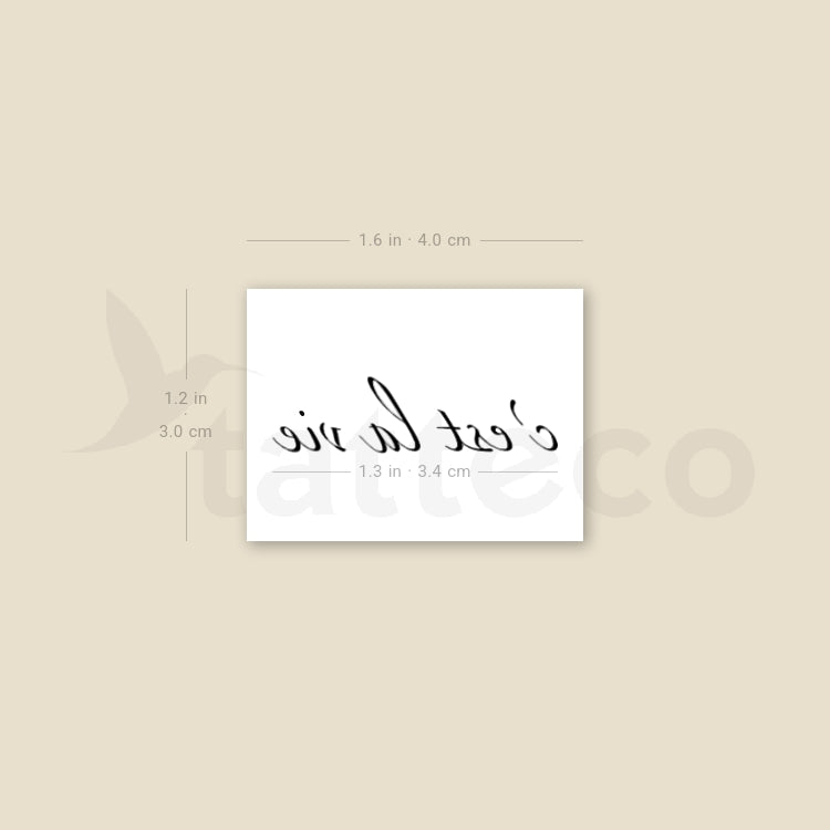 C'est La Vie By Stefano Mazza Temporary Tattoo - Set of 3