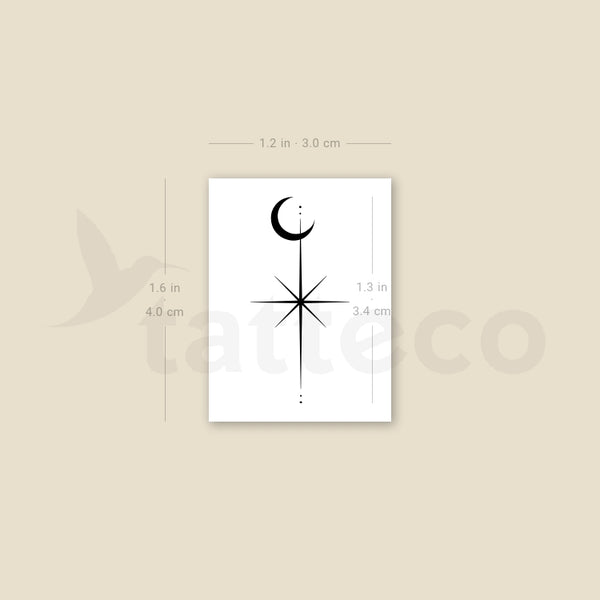 North Star And Moon Temporary Tattoo - Set of 3