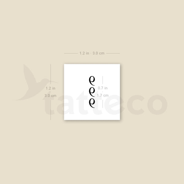 Small 999 Vertical Temporary Tattoo - Set of 3