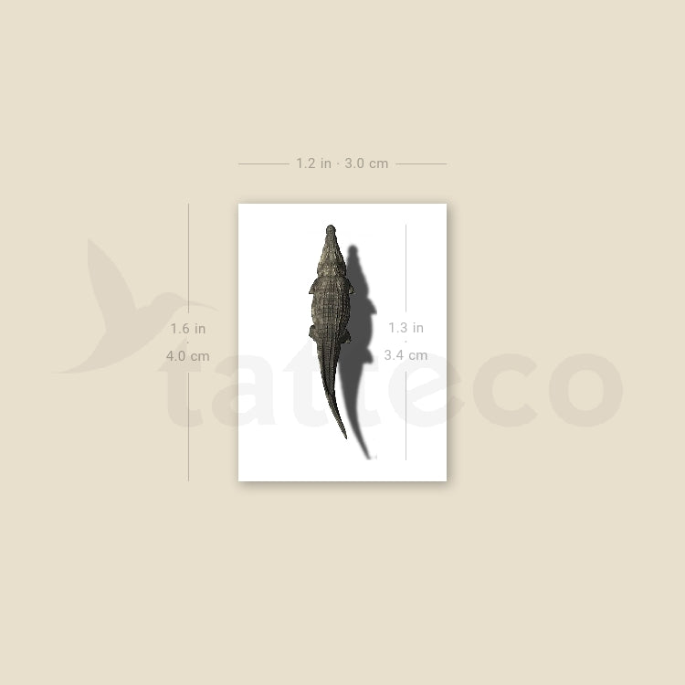 Small Crocodile And Shadow Temporary Tattoo - Set of 3