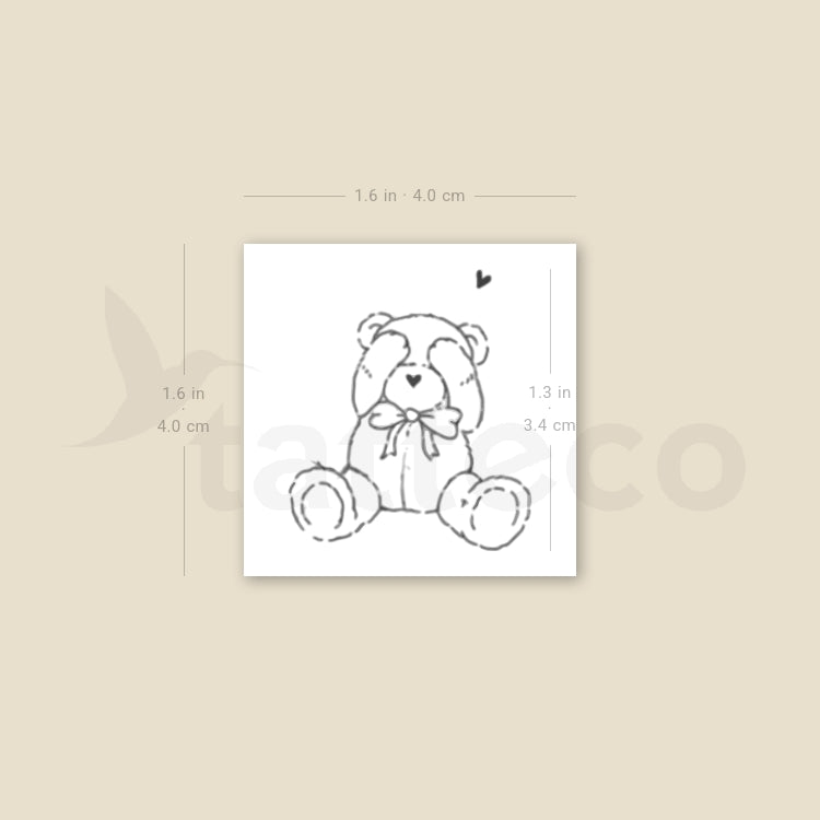 Shy Teddy Bear By Stefano Mazza Temporary Tattoo - Set of 3