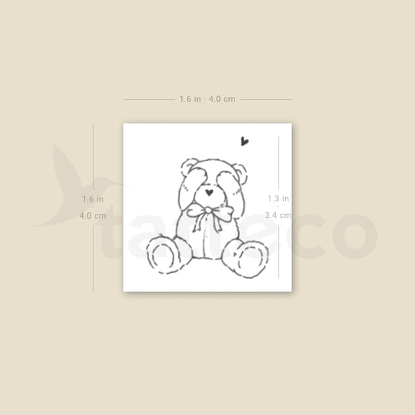 Shy Teddy Bear By Stefano Mazza Temporary Tattoo - Set of 3