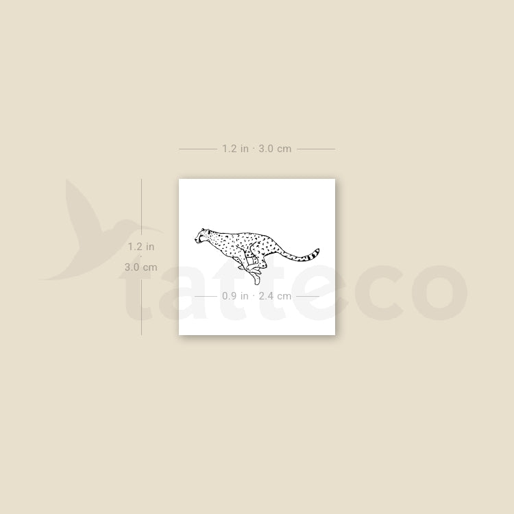 Small Running Cheetah Temporary Tattoo - Set of 3