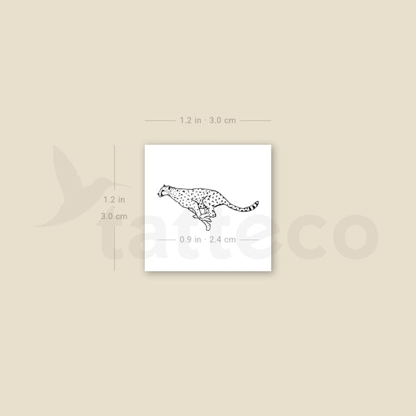 Small Running Cheetah Temporary Tattoo - Set of 3