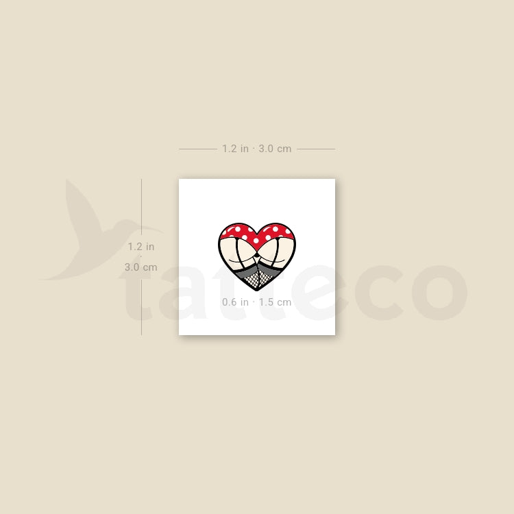 Sexy Butt Heart Temporary Tattoo - Set of 3